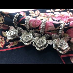 Shabby Cottage Metal Rose Napkin Rings